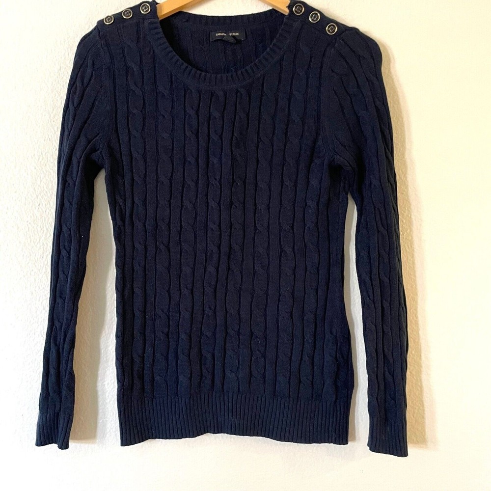Banana Republic Womens Cable Knit Sweater S Small Shoulder Button Rabbit Hair - Picture 1 of 8